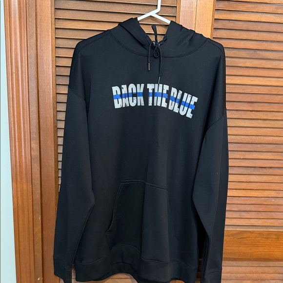 Gildan Other - Gildan Black Hoodie with Blue Text